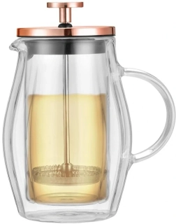 Klausberg KB-7721 – skleněná konvice 350 ml na kávu a čaj s nerezovým pístem - french press