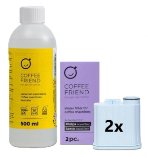 2× filtr Philips AquaClean CA6903/10 + odvápňovač 500 ml (Coffee Friend, kompatibilní sada)